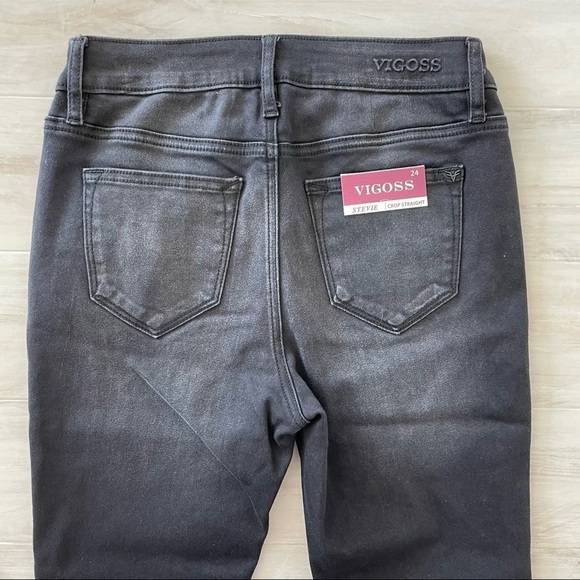 NWT Vigoss Black Stevie High Rise Cropped Straight Jeans - Picture 5 of 6